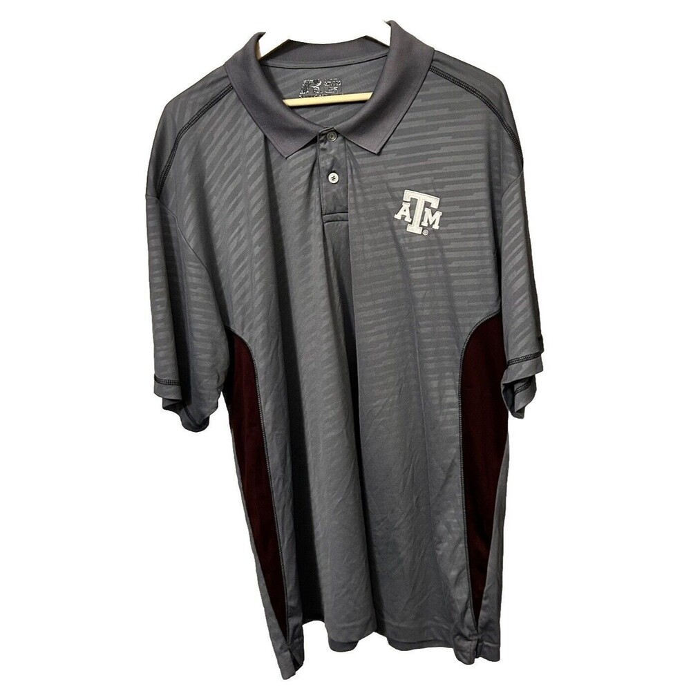 Texas A&M Aggies Men's XXL Gray and Red Polo Shirt 100% Polyester-0012